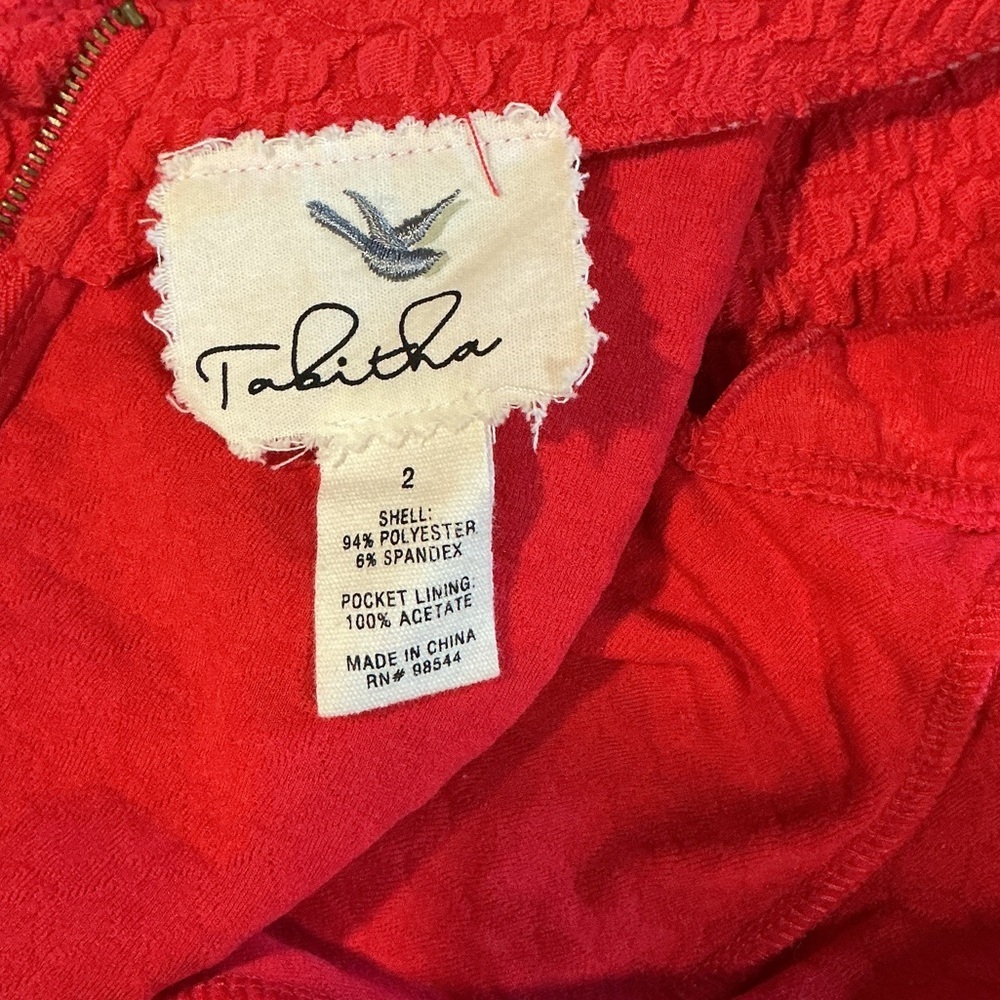 Tabitha Red V-Neck Textured Ruffle Midi Dress - Picture 5 of 5